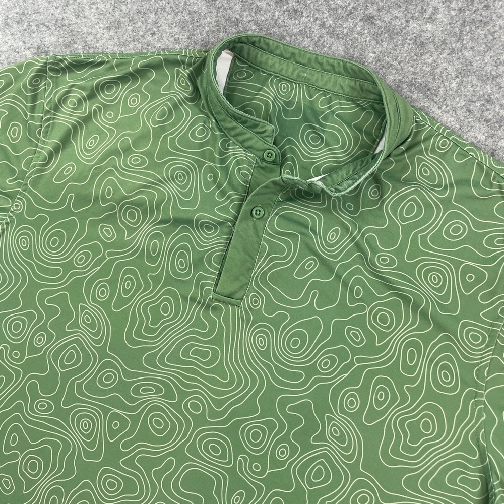 Mantra Mens Performance Polo XL Topographic Map Banded Collar Green